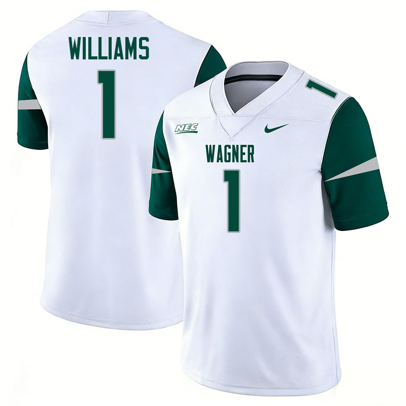 Wagner Seahawks #1 Chris Williams College Football Jerseys,Uniforms Stitched-White